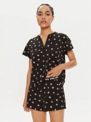 KARL LAGERFELD Piżama Ikonik 2.0 245W2121 Czarny Regular Fit. Czarne piżamy KARL LAGERFELD, xs, bez wzorów, z bawełny, bez kołnierzyka, bez ramiączek. Za 319.99 zł.