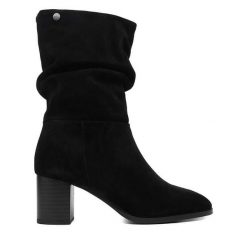 Botki Beverly Hills Polo Club. Czarne botki Beverly Hills Polo Club, bez wzorów, bez obcasa, na słupku, bez zapięcia. Za 329.99 zł.