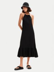 Desigual Sukienka letnia Leila 24SWVK64 Czarny Regular Fit. Czarne sukienki Desigual, xs, bez wzorów, z syntetyku, bez kołnierzyka, bez ramiączek. Za 379.99 zł.