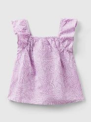 Benetton Lniany top w kolorze fioletowym rozmiar: 140. Różowe topy Benetton, bez wzorów, ze lnu, bez kołnierzyka, bez ramiączek. Za 57.20 zł.
