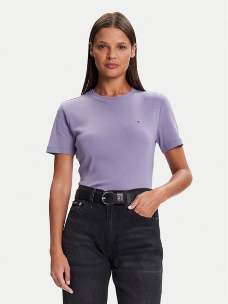 Tommy Hilfiger T-Shirt New Cody WW0WW40587 Fioletowy Slim Fit. Fioletowe t-shirty Tommy Hilfiger, xxs, bez wzorów, z bawełny, bez kołnierzyka, bez ramiączek. Za 129.99 zł.