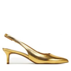 Sandały LAUREN RALPH LAUREN. Żółte sandały Lauren Ralph Lauren, bez wzorów, bez obcasa, na szpilce, bez zapięcia. Za 679.99 zł.