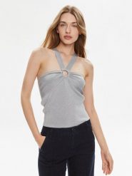 MICHAEL Michael Kors Top MS460W2AFB Srebrny Slim Fit. Szare topy MICHAEL Michael Kors, m, bez wzorów, z wiskozy, bez kołnierzyka, bez ramiączek. Za 489.99 zł.
