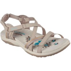 Sandały damskie Skechers Reggae Slim Sun Array. Brązowe sandały Skechers, bez wzorów, z materiału, bez obcasa, bez zapięcia. Za 390.00 zł.