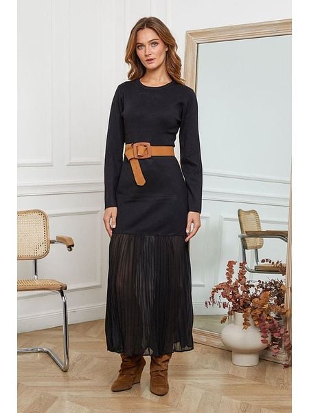 Joséfine Sukienka dzianinowa "Candoz" w kolorze czarnym rozmiar: S. Czarne sukienki Joséfine, na co dzień, s, bez wzorów, z dzianiny, bez kołnierzyka, bez ramiączek, maxi, proste. Za 173.99 zł.