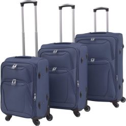 VidaXL 3-częściowy komplet walizek podróżnych, granatowy. Niebieskie walizki vidaXL. Za 926.06 zł.