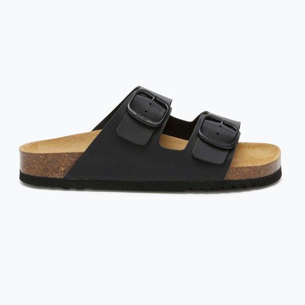 Klapki damskie Scholl Josephine. Czarne klapki Scholl, bez wzorów, z materiału, bez obcasa, bez zapięcia. Za 209.99 zł.