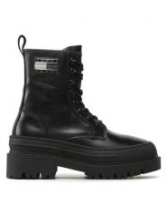 Tommy Jeans Botki Tjw Foxing Lace Up EN0EN02217 Czarny. Czarne botki Tommy Jeans, bez wzorów, z jeansu, bez obcasa, na płaskiej podeszwie, bez zapięcia. Za 399.99 zł.
