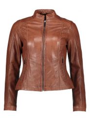 Bugatti Skórzana kurtka w kolorze jasnobrązowym rozmiar: 38. Brązowe kurtki Bugatti, bez wzorów, ze skóry, bez kaptura. Za 717.99 zł.