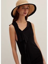 STEFANEL Sukienka w kolorze czarnym rozmiar: M. Czarne sukienki Stefanel, m, bez wzorów, z wiskozy, bez kołnierzyka, bez ramiączek, mini. Za 170.47 zł.