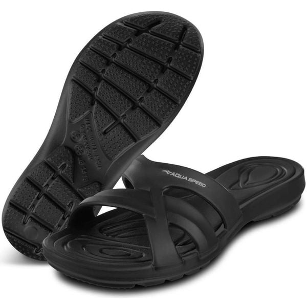 Klapki basenowe damskie Aqua Speed Panama. Czarne klapki Aqua-Speed, bez wzorów, sportowe, bez obcasa, bez zapięcia. Za 63.90 zł.