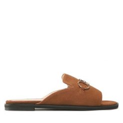 Klapki Baldowski. Brązowe klapki Baldowski, bez wzorów, bez obcasa, bez zapięcia. Za 529.99 zł.