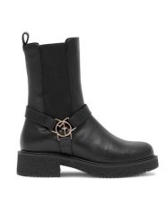 Eva Minge Sztyblety SPEZIA-01 Czarny. Czarne botki Eva Minge, bez wzorów, ze skóry, bez obcasa, na płaskiej podeszwie, bez zapięcia. Za 234.99 zł.