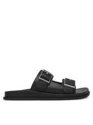 Calvin Klein Klapki City Sandal Buckle Lth HW0HW02885 Czarny. Czarne klapki Calvin Klein, bez wzorów, ze skóry, bez obcasa, bez zapięcia. Za 529.99 zł.