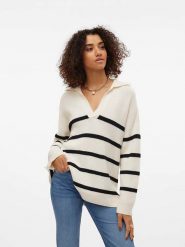 Vero Moda Sweter "Luna" w kolorze czarno-białym rozmiar: L. Czarne swetry Vero Moda, l, bez wzorów, ze splotem, bez ramiączek. Za 79.21 zł.