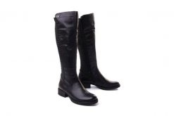 RIEKER Z9591-00 black, kozaki damskie. Czarne kozaki Rieker, na zimę, bez wzorów, z tkaniny, bez obcasa, bez zapięcia. Za 352.43 zł.