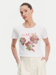 Gaudi T-Shirt 511BD64036 Biały Regular Fit. Białe t-shirty Gaudi, l, bez wzorów, z bawełny, bez kołnierzyka, bez ramiączek. Za 189.99 zł.