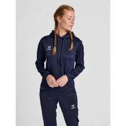 Bluza do piłki ręcznej damska Hummel Core XK z kapturem. Niebieskie bluzy z kapturem Hummel, xl, bez wzorów, z polaru, z kapturem, na fitness i siłownię. Za 190.50 zł.