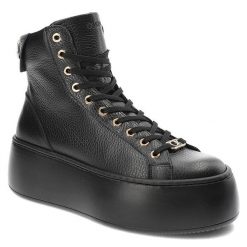 Czarne Sneakersy Carinii Damskie Stylowe Obuwie. Czarne botki Carinii, bez wzorów, ze skóry, eleganckie, bez obcasa, na platformie, bez zapięcia. Za 519.00 zł.