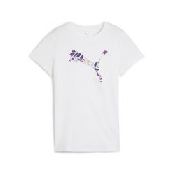 Damska koszulka z logo GRAPHICS Floral Cat PUMA White. Białe t-shirty sportowe Puma, m, bez wzorów, z gumy, bez ramiączek. Za 102.00 zł.