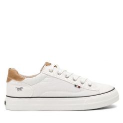 Trampki Mustang. Białe trampki Mustang, bez wzorów, bez zapięcia. Za 259.99 zł.