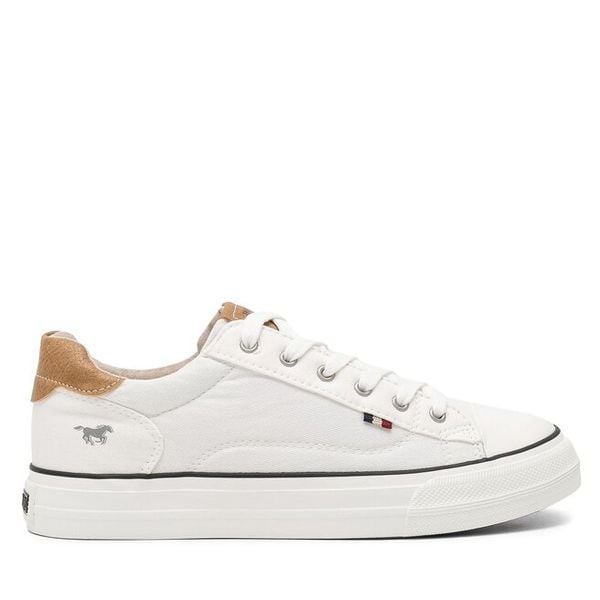 Trampki Mustang. Białe trampki Mustang, bez wzorów, bez zapięcia. Za 259.99 zł.