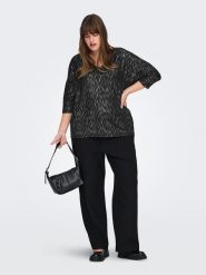 ONLY Carmakoma Bluzka w kolorze srebrno-czarnym rozmiar: 54. Czarne bluzki Only Carmakoma, bez wzorów, bez kołnierzyka, bez ramiączek. Za 96.37 zł.