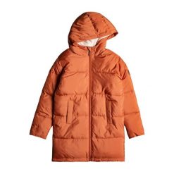 Kurtka zimowa dla dzieci Roxy Glory Box parka. Brązowe płaszcze Roxy, na zimę, bez wzorów, sportowe, bez kaptura. W wyprzedaży za 284.90 zł.