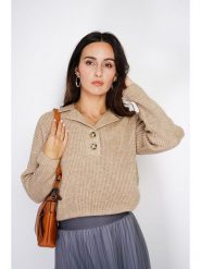 ASSUILI Kaszmirowy sweter w kolorze beżowym rozmiar: 38. Brązowe swetry Assuili, bez wzorów, z kaszmiru, klasyczne, bez ramiączek. Za 127.95 zł.