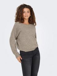 ONLY Sweter w kolorze szarobrązowym rozmiar: L. Brązowe swetry ONLY, l, bez wzorów, z koronki, bez ramiączek. Za 158.47 zł.