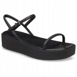 Sandały dla Kobiet Crocs Miami Platform Y Strap Sandal. Czarne sandały Crocs, bez wzorów, z materiału, eleganckie, bez obcasa, na obcasie, bez zapięcia. Za 199.99 zł.