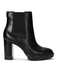 LAUREN RALPH LAUREN Botki 802937818001 Czarny. Czarne botki Lauren Ralph Lauren, bez wzorów, ze skóry, bez obcasa, na słupku, bez zapięcia. Za 449.99 zł.