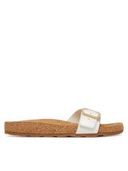 Tommy Hilfiger Klapki Cork Footbed Slip-On FW0FW09344 Biały. Białe klapki Tommy Hilfiger, bez wzorów, ze skóry, bez obcasa, bez zapięcia. Za 409.99 zł.