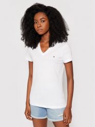 Tommy Hilfiger T-Shirt Heritage V-Neck Tee WW0WW24969 Biały Regular Fit. Białe t-shirty Tommy Hilfiger, xxs, bez wzorów, z bawełny, bez kołnierzyka, bez ramiączek. Za 119.99 zł.