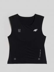 4F Crop top treningowy szybkoschnący damski - czarny XL. Czarne topy sportowe 4f, l, bez wzorów, na fitness i siłownię. Za 99.99 zł.