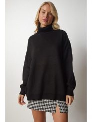 Happiness Istanbul Sweter w kolorze czarnym rozmiar: onesize. Czarne swetry Happiness Istanbul, bez wzorów, ze splotem, bez ramiączek. Za 92.86 zł.