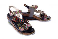 LAURA VITA Bonito 524 SD312-5 noir, sandały damskie. Sandały LAURA VITA, bez wzorów, ze skóry, bez obcasa, na koturnie, bez zapięcia. Za 389.90 zł.