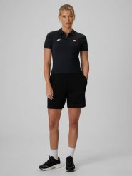 4F Spodenki kibica damskie - czarne L. Czarne szorty 4f, bez wzorów, z dresówki. Za 129.99 zł.