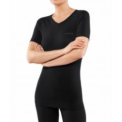 Koszulka damska Falke Wool-Tech Light. Czarne t-shirty sportowe Falke, l, bez wzorów, z materiału, bez ramiączek. W wyprzedaży za 331.75 zł.