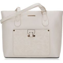 Torba shopperka z geometryczną ozdobą i wstawkami croco. Białe shopper bag Wittchen, z aplikacjami, ze skóry ekologicznej, biznesowe, duże, bez dodatków. Za 159.90 zł.