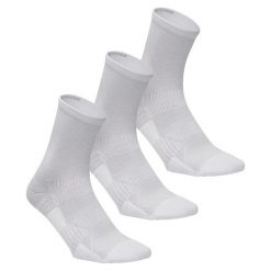 Skarpetki do chodzenia/nordic walking WS 100 Mid białe (3 pary). Białe skarpetki NEWFEEL, bez wzorów, z bawełny. Za 19.99 zł.