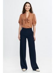 Nife Spodnie w kolorze granatowym rozmiar: 36. Niebieskie spodnie materiałowe Nife, bez wzorów, z materiału, z podwyższonym stanem. Za 151.90 zł.