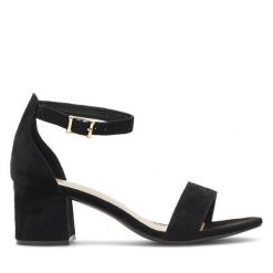 Sandały JENNY. Czarne sandały Jenny, bez wzorów, bez obcasa, bez zapięcia. Za 119.99 zł.