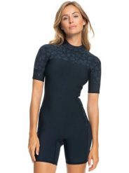 Krótki rękaw z zamkiem błyskawicznym z tyłu dla Kobiety 2MM SWELL SERIES Czarny. Zielone kombinezony Roxy, bez wzorów, z elastanu, sportowe, bez kołnierzyka, bez ramiączek, krótkie. Za 349.99 zł.