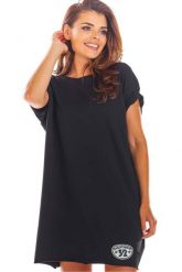 Luźna bawełniana mini sukienka oversize na lato czarna. Czarne sukienki Infinite You, na co dzień, m, bez wzorów, z bawełny, sportowe, bez kołnierzyka, bez ramiączek, mini, oversize. Za 199.00 zł.