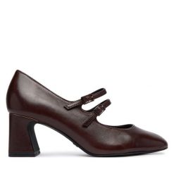 Półbuty Tamaris. Brązowe półbuty wsuwane Tamaris, bez wzorów, bez obcasa, na obcasie. Za 389.99 zł.