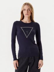 Guess Sweter W5YR23 Z2NQ2 Granatowy Regular Fit. Niebieskie swetry Guess, xl, z aplikacjami, z wiskozy, bez ramiączek. Za 399.99 zł.