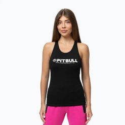 Koszulka damska Pitbull R Koszulka. Czarne t-shirty sportowe PITBULL, l, bez wzorów, bez ramiączek, na fitness i siłownię. Za 39.99 zł.