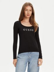 Guess Bluzka O5RI00 KBBU1 Czarny Regular Fit. Czarne bluzki Guess, xl, z aplikacjami, z bawełny, bez kołnierzyka, bez ramiączek. Za 119.99 zł.