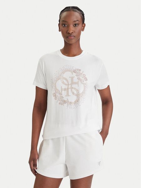 Guess T-Shirt E6GI01 K68D2 Biały Regular Fit. Białe t-shirty Guess, m, z aplikacjami, z wiskozy, bez kołnierzyka, bez ramiączek. Za 138.99 zł.
